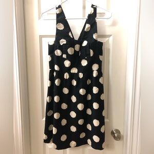 Ann Taylor LOFT black & white sleeveless polka dot a line dress sz 0